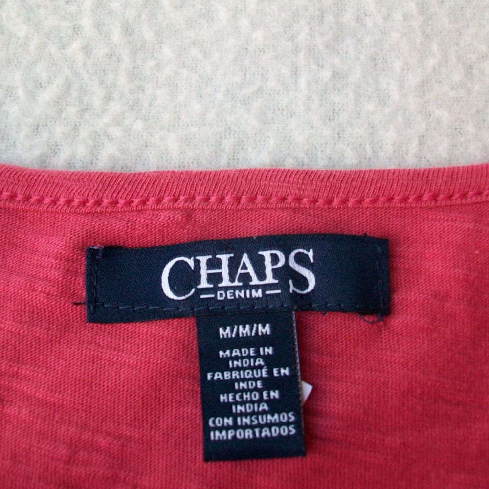 Chaps Top M Red Geometric Pattern Sleeveless Shirt - image 5